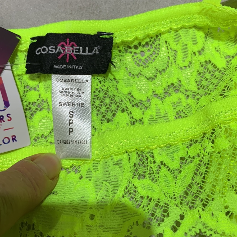 NWT 🇮🇹Cosabella NeverSayNever Fluorescent Yellow Sweetie Lace Bralette - Picture 10 of 15
